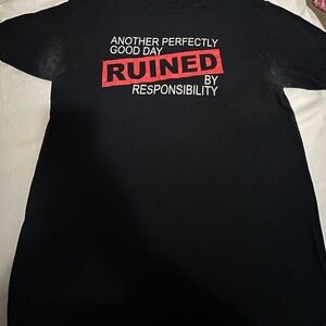 Black Graphic Tee with Red Print